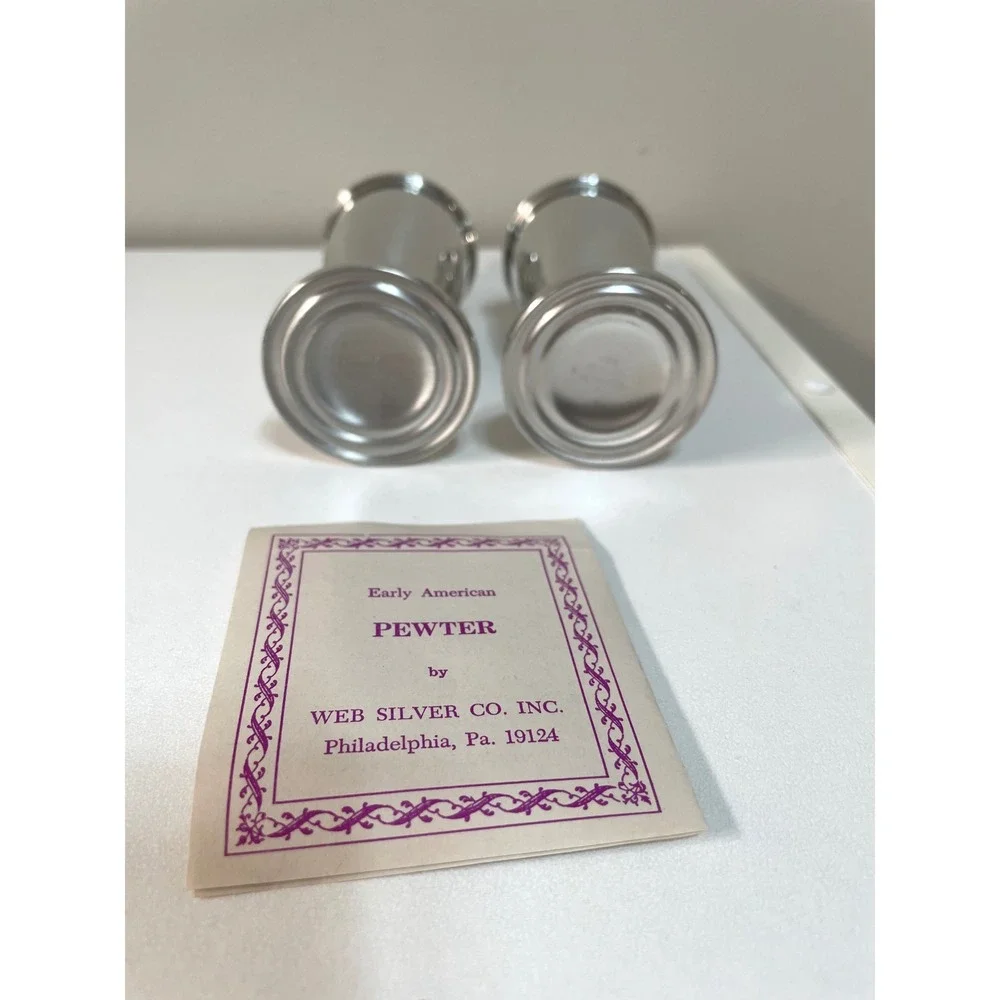 Early American‎ Pewter Salt and Pepper Shakers by Web Silver Co. Philadelphia